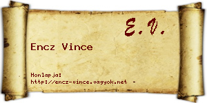 Encz Vince névjegykártya